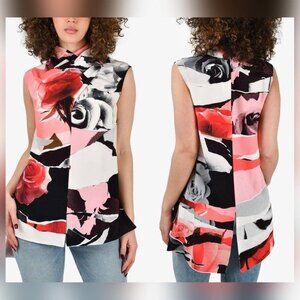Alexander McQueen PF/19 Torn Rose Ivory Floral Silk Tank
